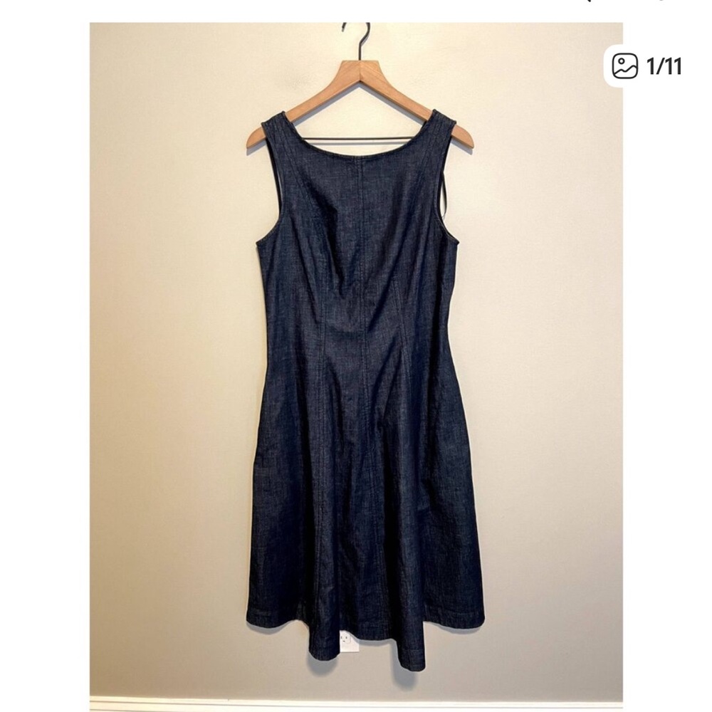Boden Sleeveless Denim Midi Dress Boat Neck Dark Vintage Denim—Sz 16